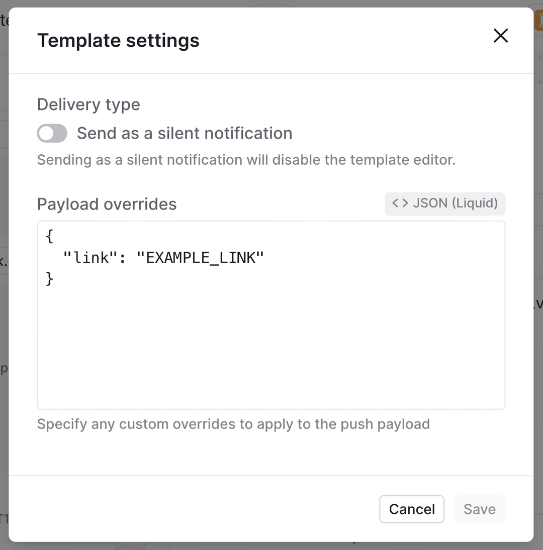 Deep link payload override